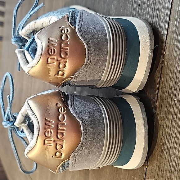 New Balance 574 Heather Denim with Rose Gold Metallic Women's 10 - Picture 6 of 6